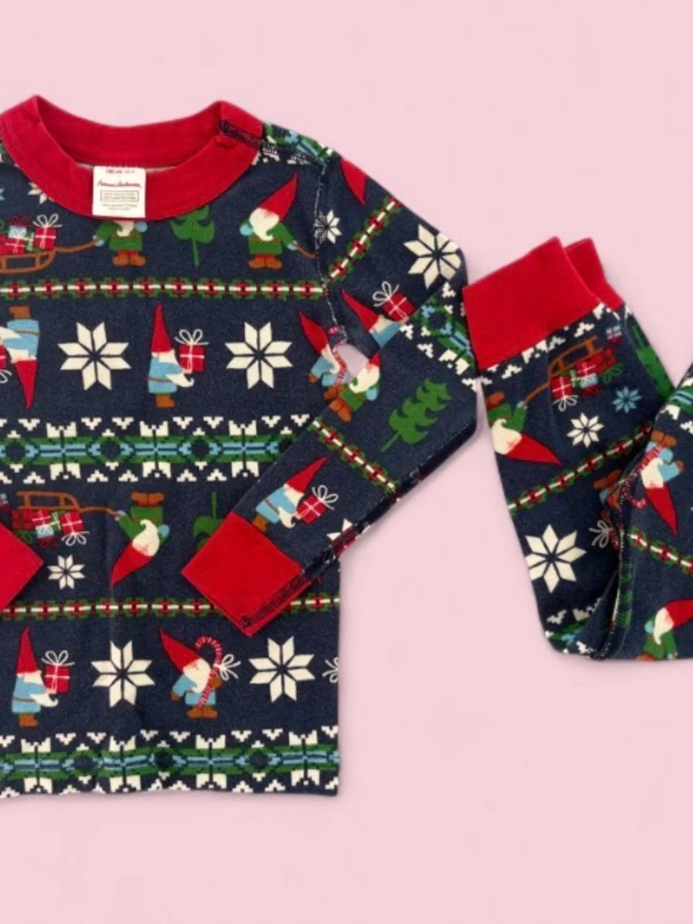 Hanna Andersson Navy Gnome Fair Isle Cotton Christmas Pajamas Size 4